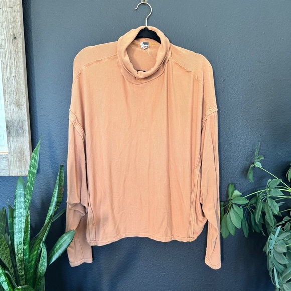 Free People Tan Turtleneck Sweatshirt​ - Picture 1 of 3